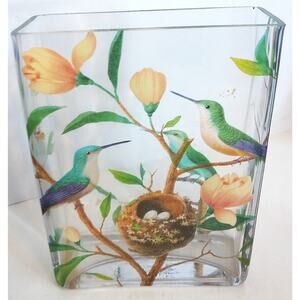 Fringe Studio Art Glass Vase Botanical Hummingbird